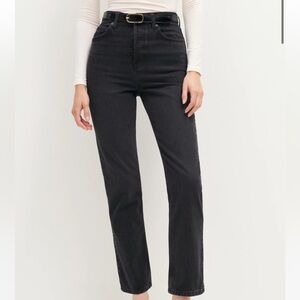 Reformation Cynthia High Rise Straight Jeans Black - Size 27